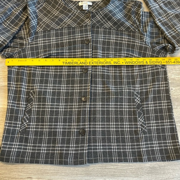 Christopher & Banks Blazer Jacket Sz 1X Gray Plaid Lightweight Buttons Boat Neck - Picture 9 of 11